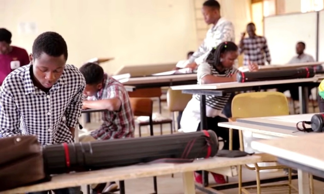 Students of Architecture engaged in a practical session at the College of Engineering, Design, Art and Technology (CEDAT), Makerere University, Kampala Uganda, East Africa.