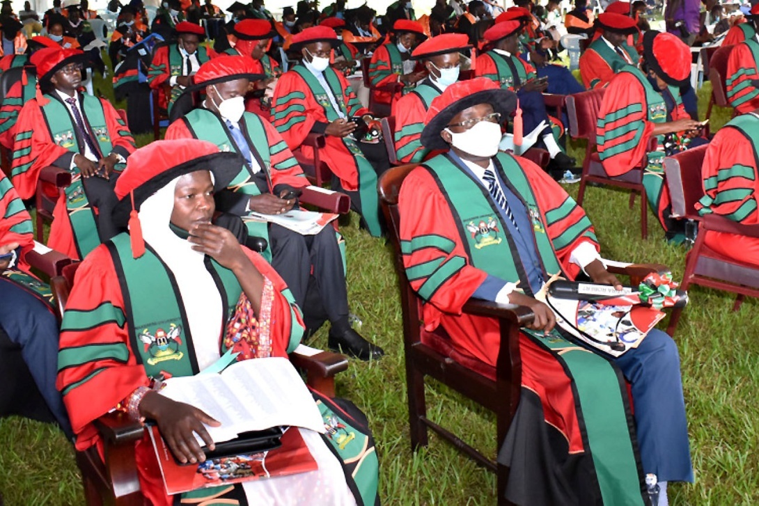Some of the 43 PhD Graduands from the College of Education and External Studies (CEES) and College of Agricultural and Environmental Sciences (CAES) after receiving their awards at the second session of #Mak71stGrad held in the Freedom Square, Makerere University, Kampala Uganda, East Africa on 18th May 2021.