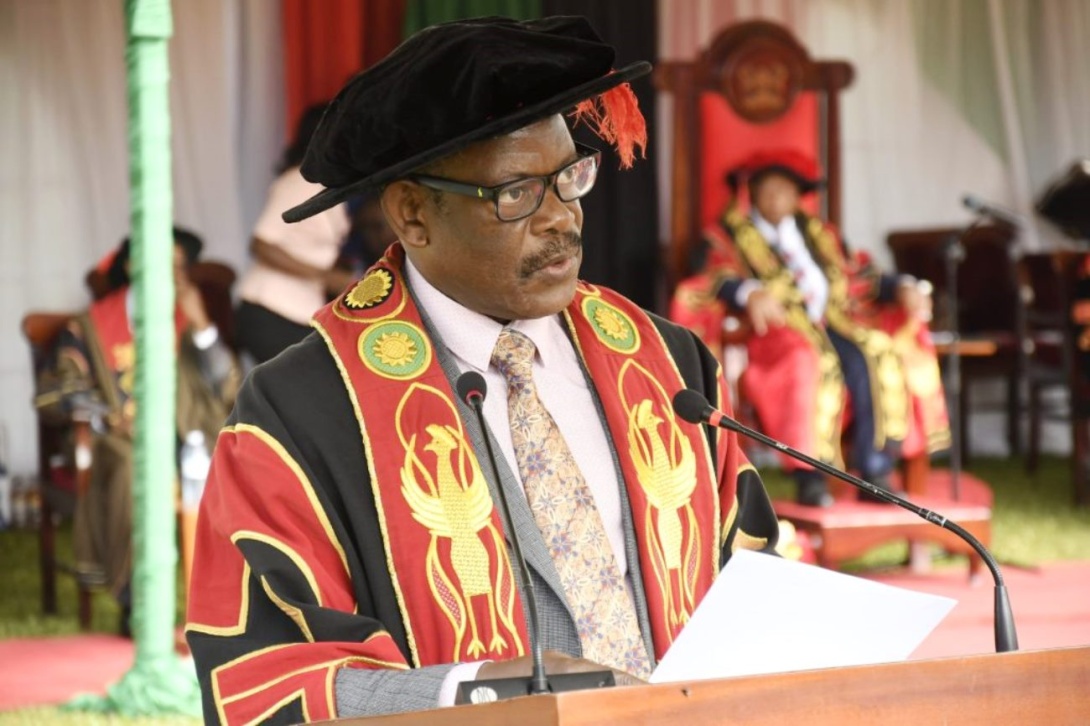 The Vice Chancellor, Prof. Barnabas Nawangwe delivers his address during the Third Session of the 73rd Graduation Ceremony of Makerere University on 15th February 2023. Kampala Uganda, East Africa.