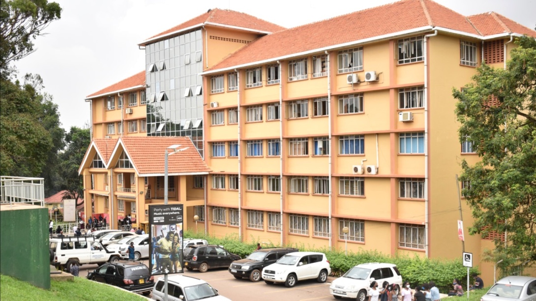The Senate Building, Makerere University as seen from the Frank Kalimuzo Central Teaching Facility Grounds.