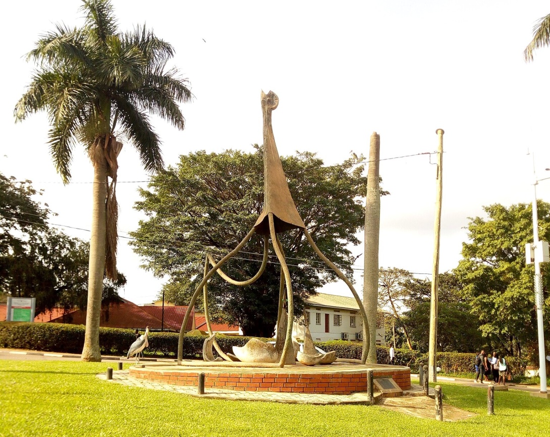 75th Anniversary Monument "Hatching a New Generation" at the junction of University Road and Northcote Road Roundabout, Makerere University, Kampala Uganda, East Africa. Photo credit: Lynettenakaye, CC BY-SA 4.0 <https://creativecommons.org/licenses/by-sa/4.0>, via Wikimedia Commons