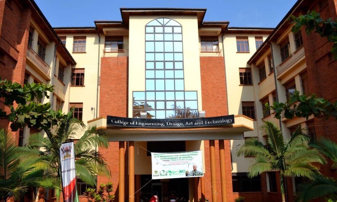 The Main Entrance of the New Building, College of Engineering, Design, Art and Technology (CEDAT), Makerere University, Kampala Uganda, East Africa. Date taken: 8th July 2014.