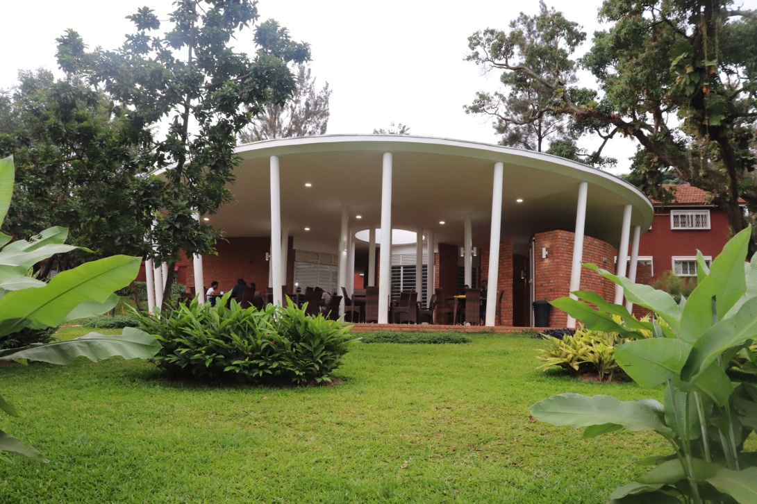 The Pavilion as seen from the gardens, Makerere Institution of Social Research (MISR), Makerere University, Kampala Uganda, East Africa.