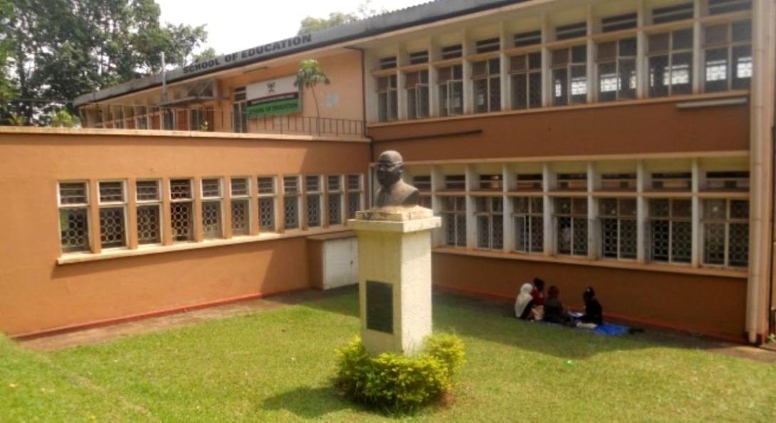 A bust of the Late Prof. William Senteza Kajubi erected in a quadrangle at the School of Education, College of Education and External Studies (CEES), Makerere University, Kampala Uganda, East Africa.