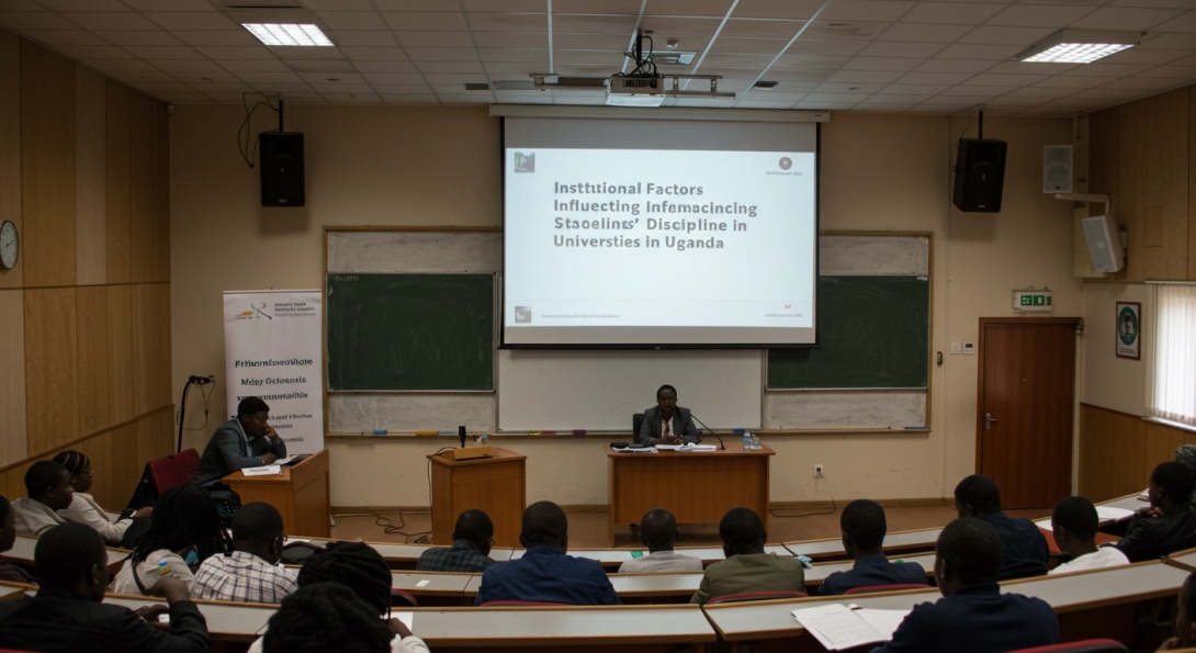 PhD Defence: Mr. Johnbosco Luttamaguzi, "Institutional Factors Influencing Students’ Discipline in Universities in Uganda: A Case Study of Makerere University and Kampala International University", 15th October 2025, at 10:00am EAT, School of Education Smart Room, College of Education and External Studies (CEES), Makerere University, Kampala Uganda, East Africa. Photo: ImageFX