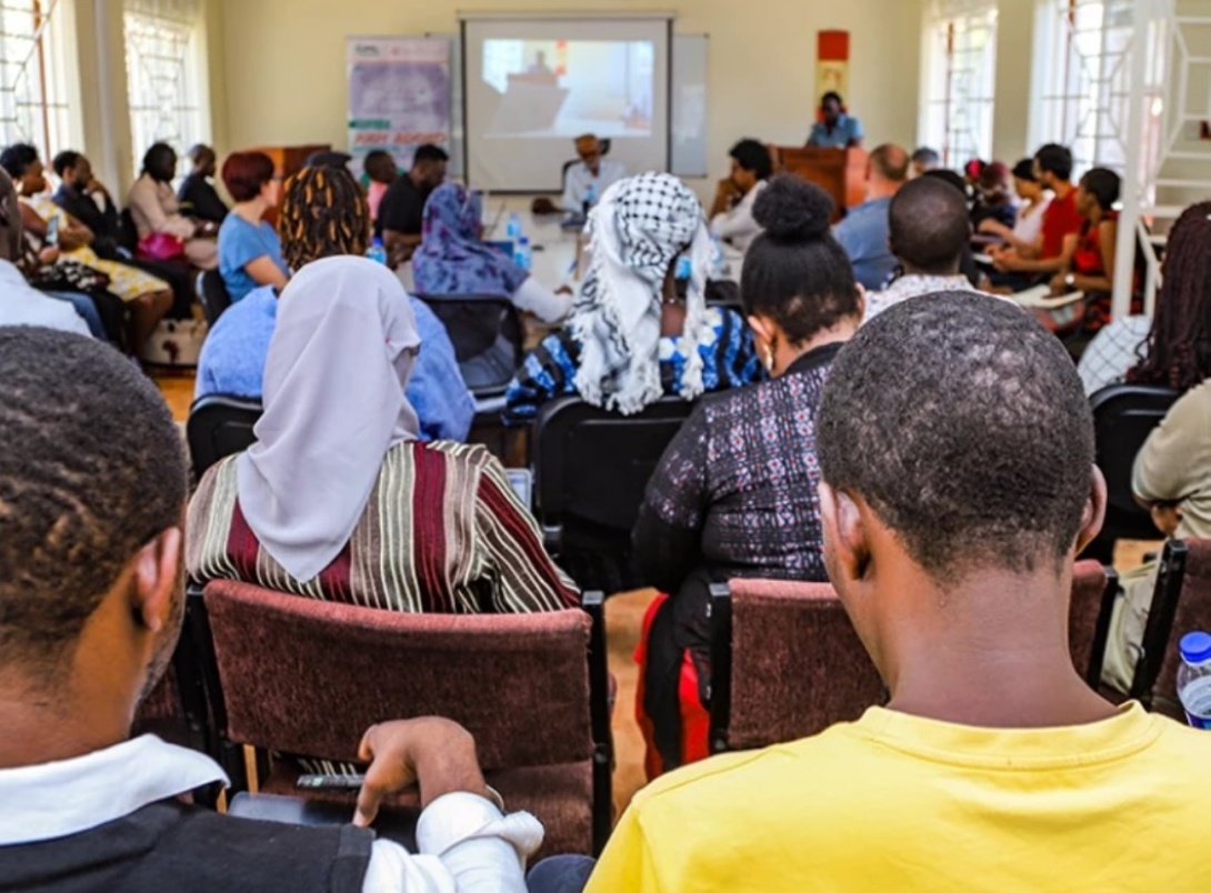 Participants attend a workshop in MISR Seminar Room 1, Makerere University, Kampala Uganda, East Africa.